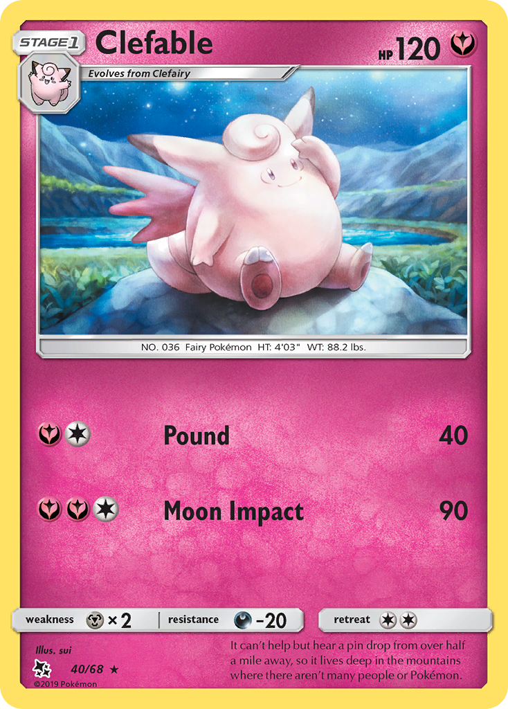 Clefable – Hidden Fates 40/68 Pokémon card