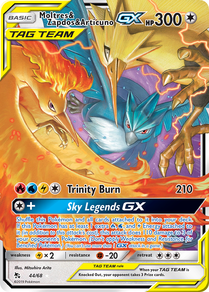Moltres & Zapdos & Articuno-GX – Hidden Fates 44/68 Pokémon card