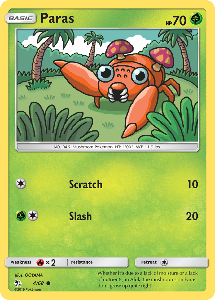 Paras – Hidden Fates 4/68 Pokémon card