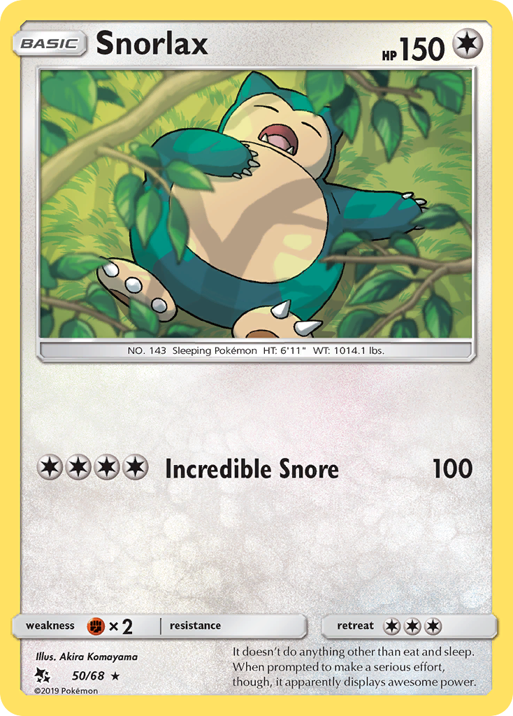 Snorlax – Hidden Fates 50/68 Pokémon card