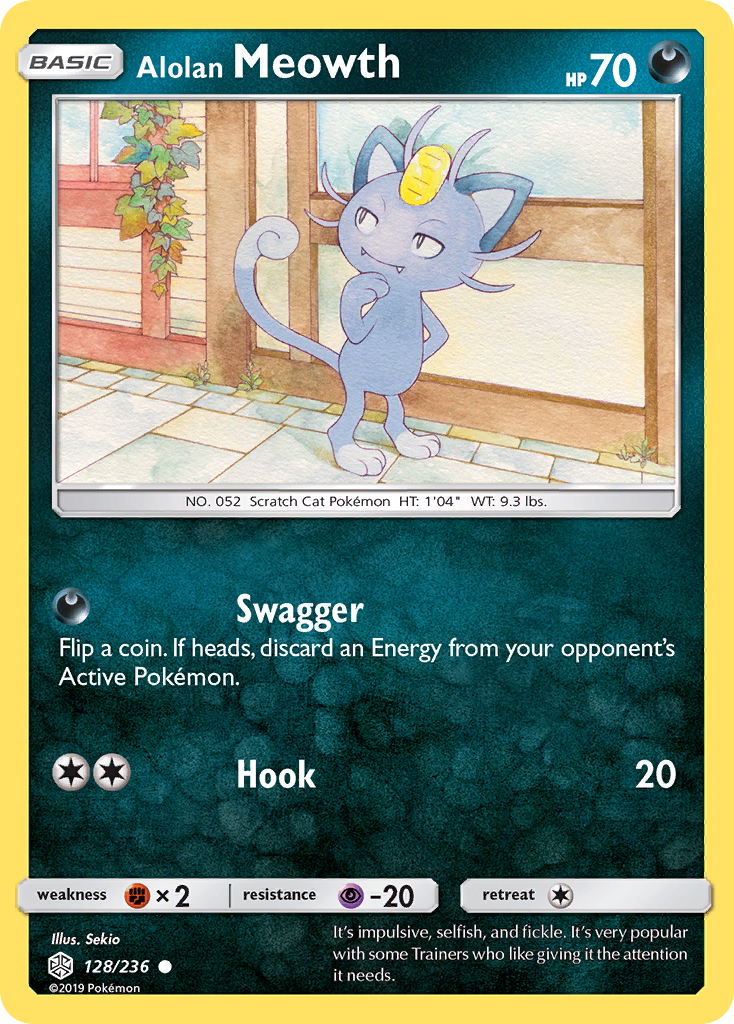 Alolan Meowth – Cosmic Eclipse 128/236 Pokémon card