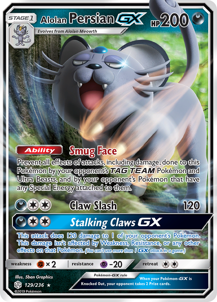 Alolan Persian-GX – Cosmic Eclipse 129/236 Pokémon card
