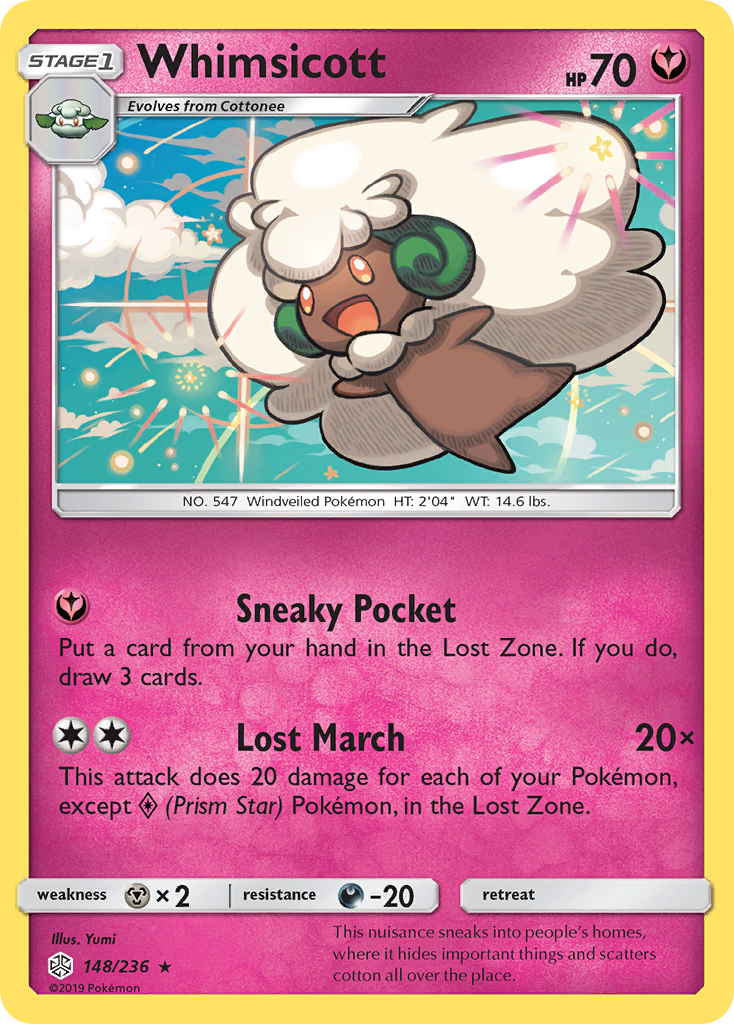 Whimsicott – Cosmic Eclipse 148/236 Pokémon card