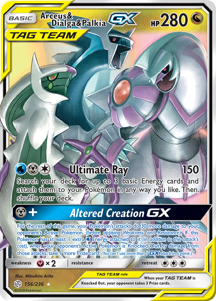 Arceus & Dialga & Palkia-GX – Cosmic Eclipse 156/236 Pokémon card