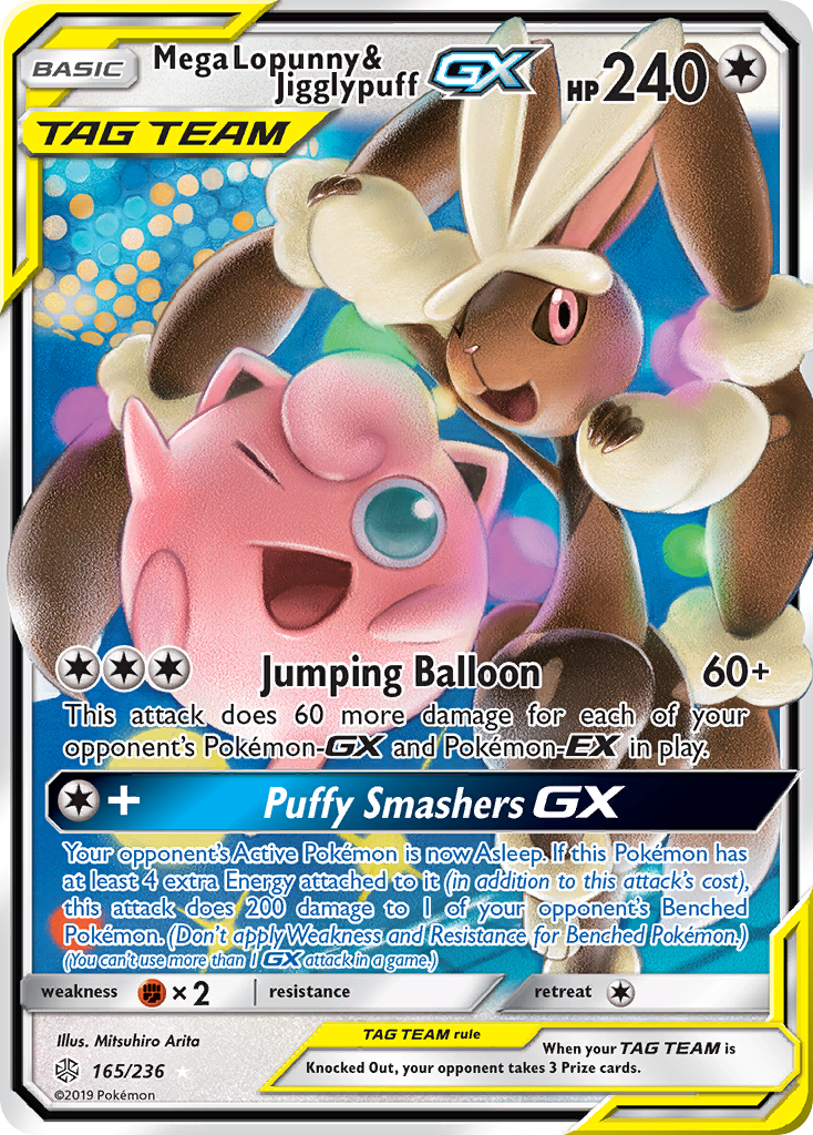 Mega Lopunny & Jigglypuff-GX – Cosmic Eclipse 165/236 Pokémon card