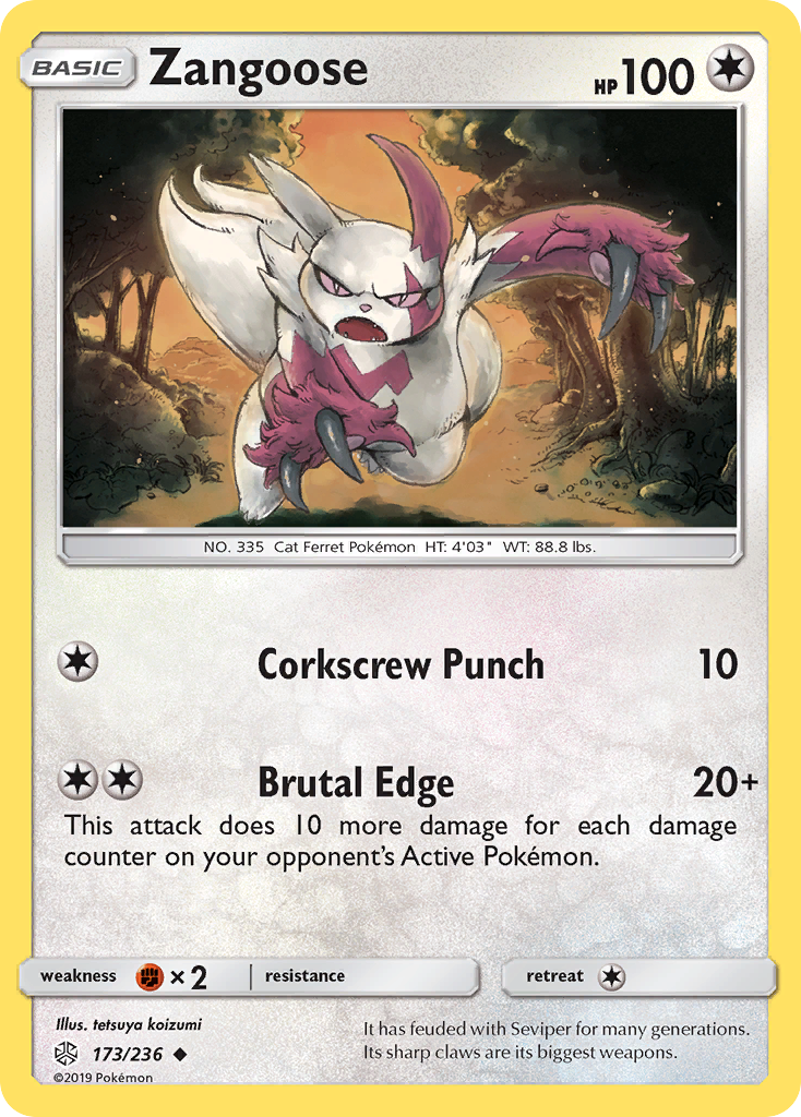 Zangoose – Cosmic Eclipse 173/236 Pokémon card