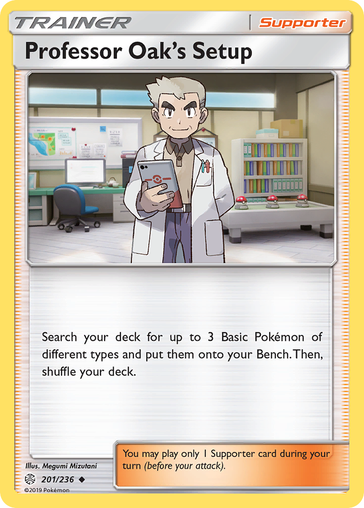 Professor Oak's Setup – Cosmic Eclipse 201/236 Pokémon card