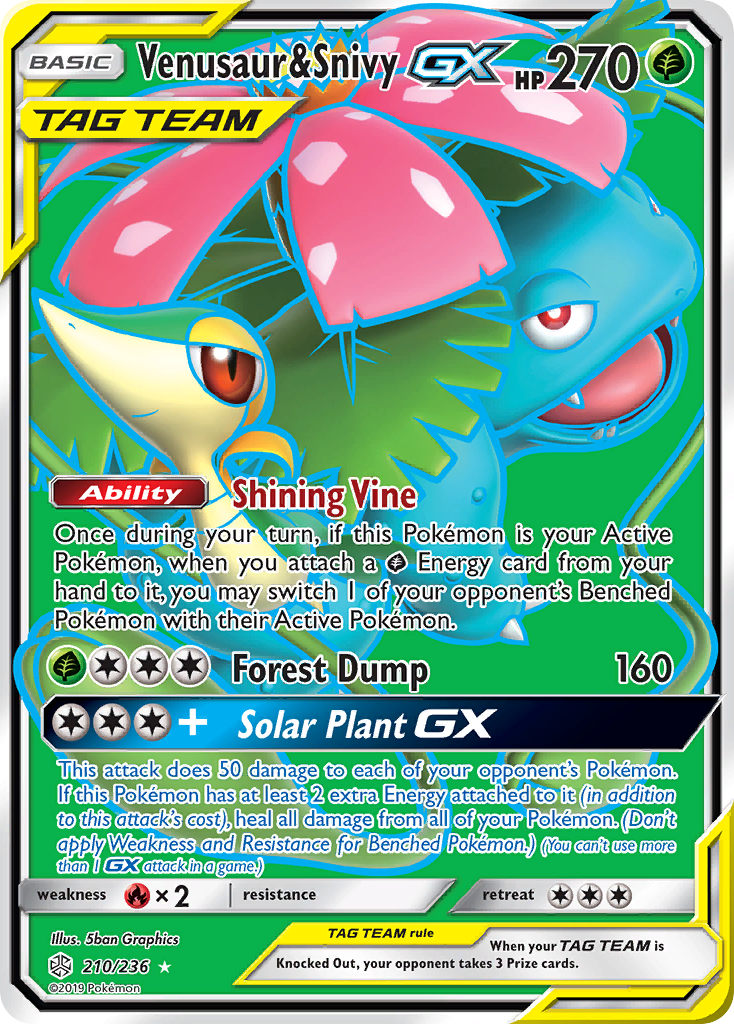 Venusaur & Snivy-GX – Cosmic Eclipse 210/236 Pokémon card