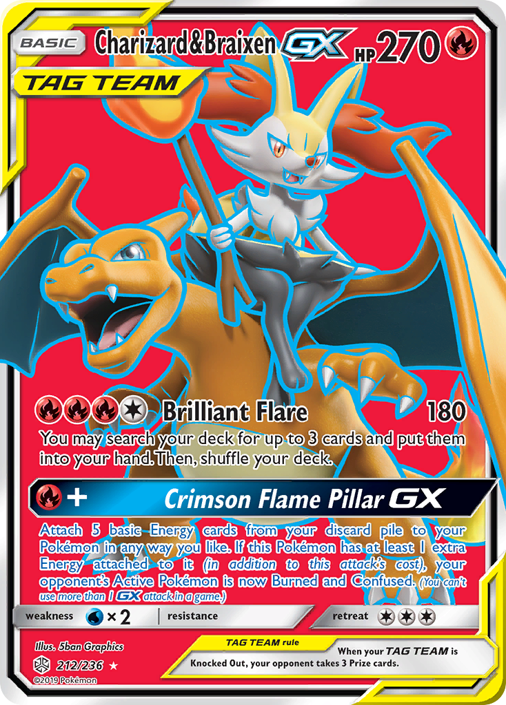 Charizard & Braixen-GX – Cosmic Eclipse 212/236 Pokémon card
