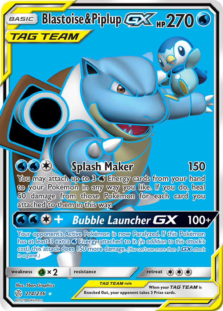 Blastoise & Piplup-GX – Cosmic Eclipse 214/236 Pokémon card