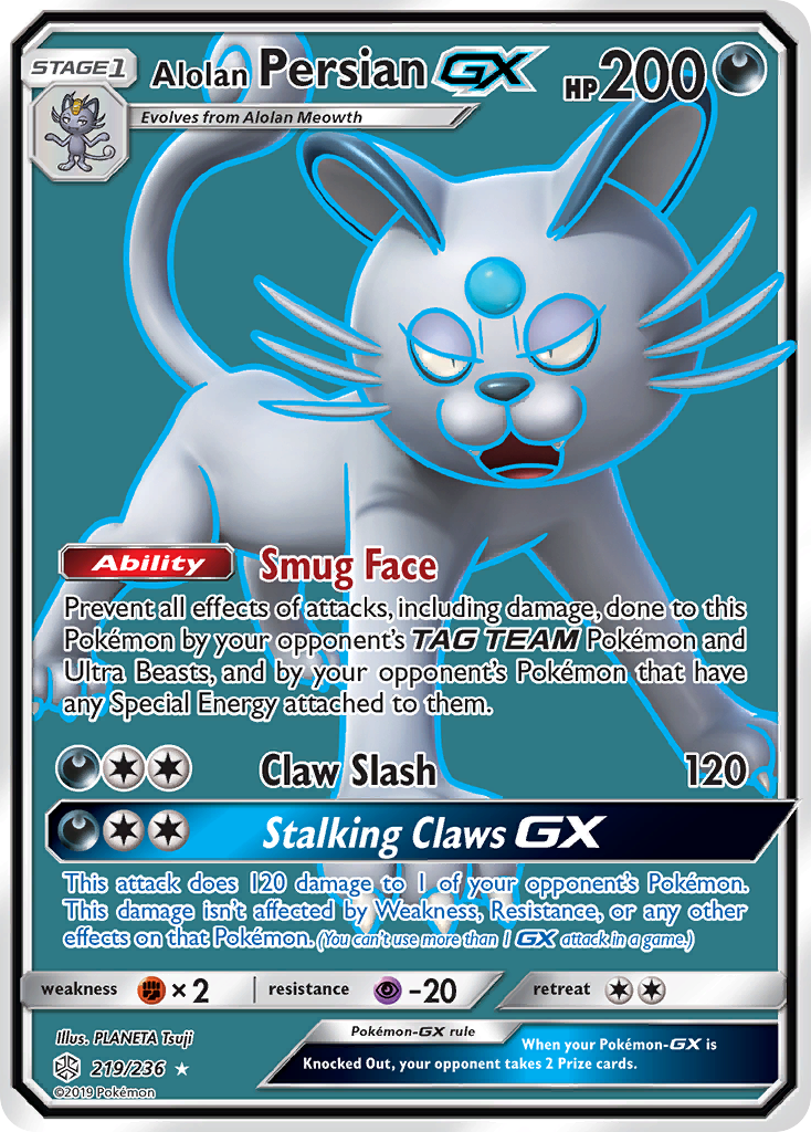 Alolan Persian-GX – Cosmic Eclipse 219/236 Pokémon card