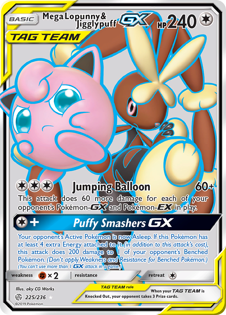 Mega Lopunny & Jigglypuff-GX – Cosmic Eclipse 225/236 Pokémon card