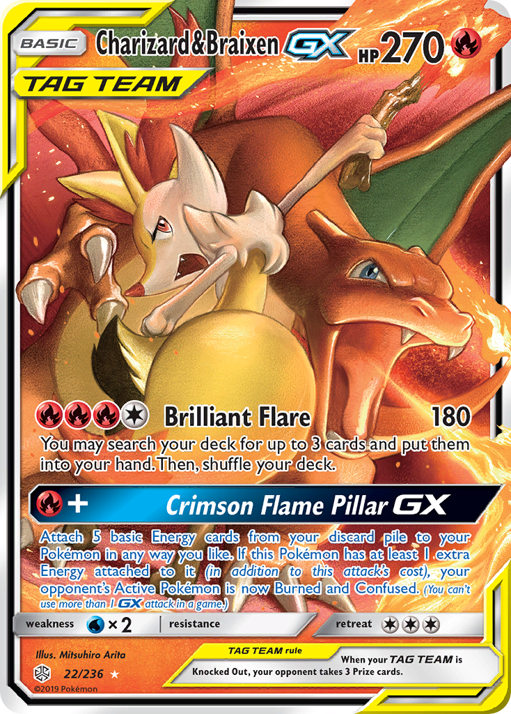 Charizard & Braixen-GX – Cosmic Eclipse 22/236 Pokémon card