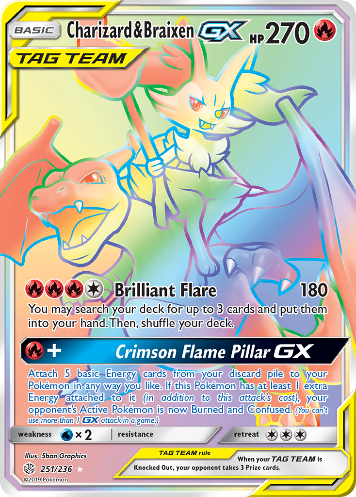 Charizard & Braixen-GX – Cosmic Eclipse 251/236 Pokémon card