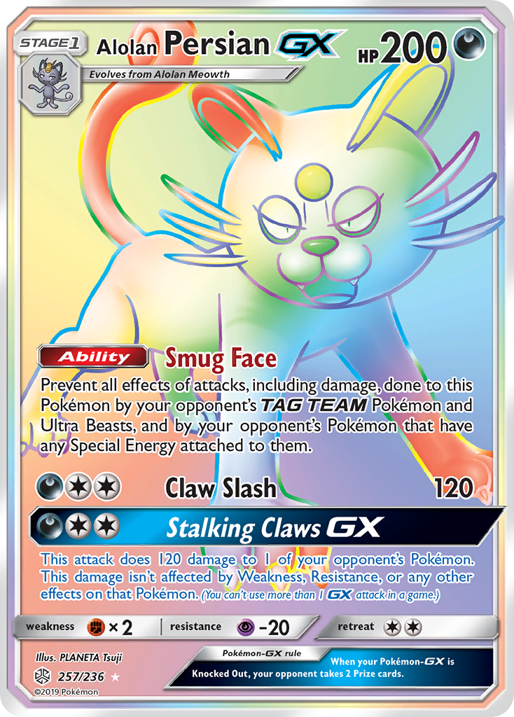 Alolan Persian-GX – Cosmic Eclipse 257/236 Pokémon card