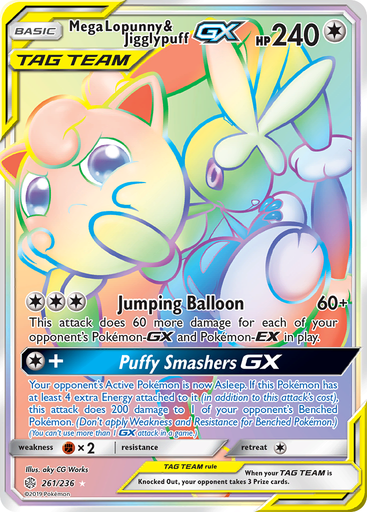 Mega Lopunny & Jigglypuff-GX – Cosmic Eclipse 261/236 Pokémon card