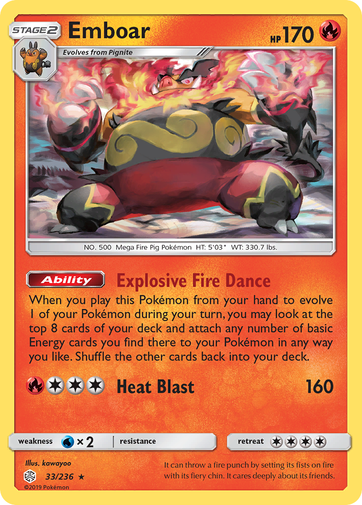 Emboar – Cosmic Eclipse 33/236 Pokémon card