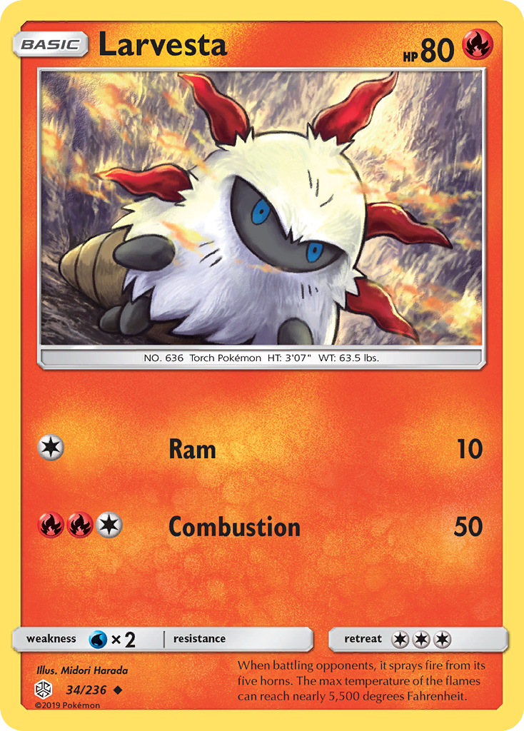 Larvesta – Cosmic Eclipse 34/236 Pokémon card