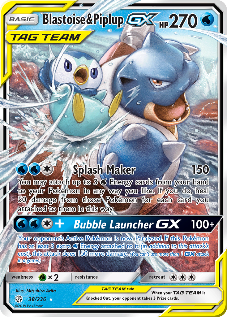 Blastoise & Piplup-GX – Cosmic Eclipse 38/236 Pokémon card