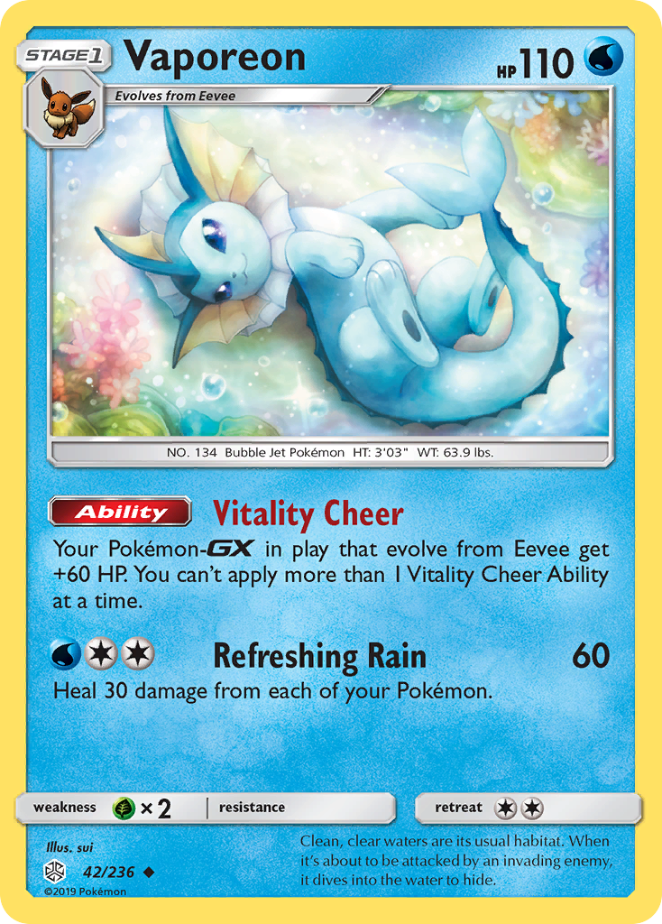 Vaporeon – Cosmic Eclipse 42/236 Pokémon card
