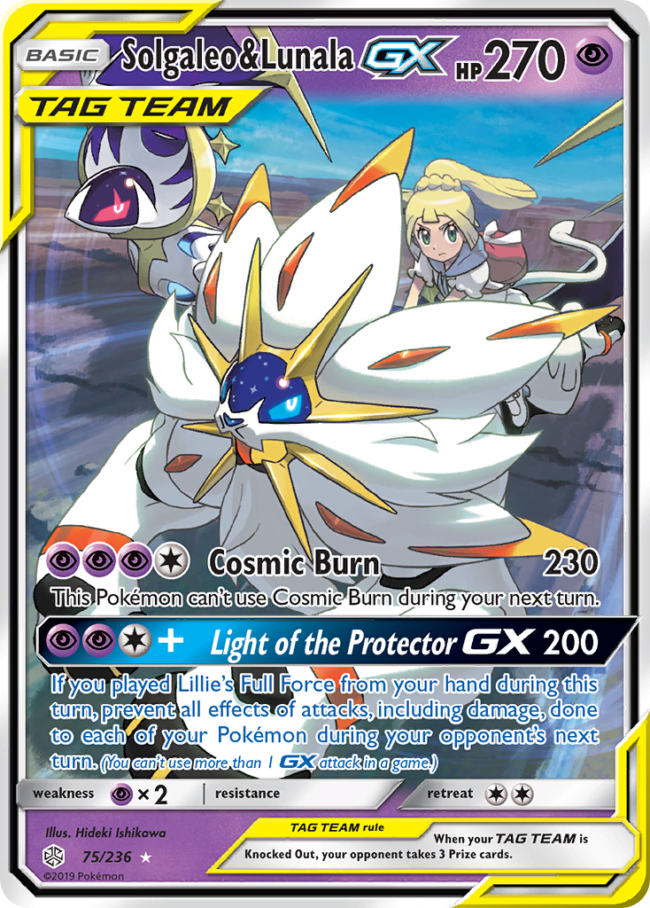 Solgaleo & Lunala-GX – Cosmic Eclipse 75/236 Pokémon card