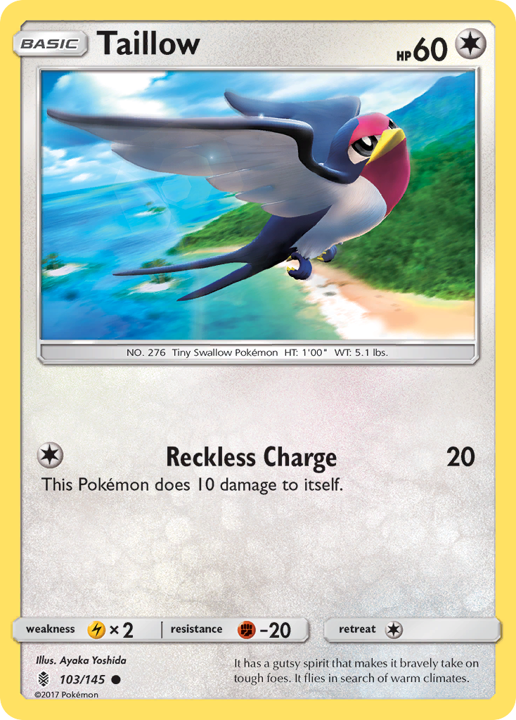 Taillow – Guardians Rising 103/145 Pokémon card