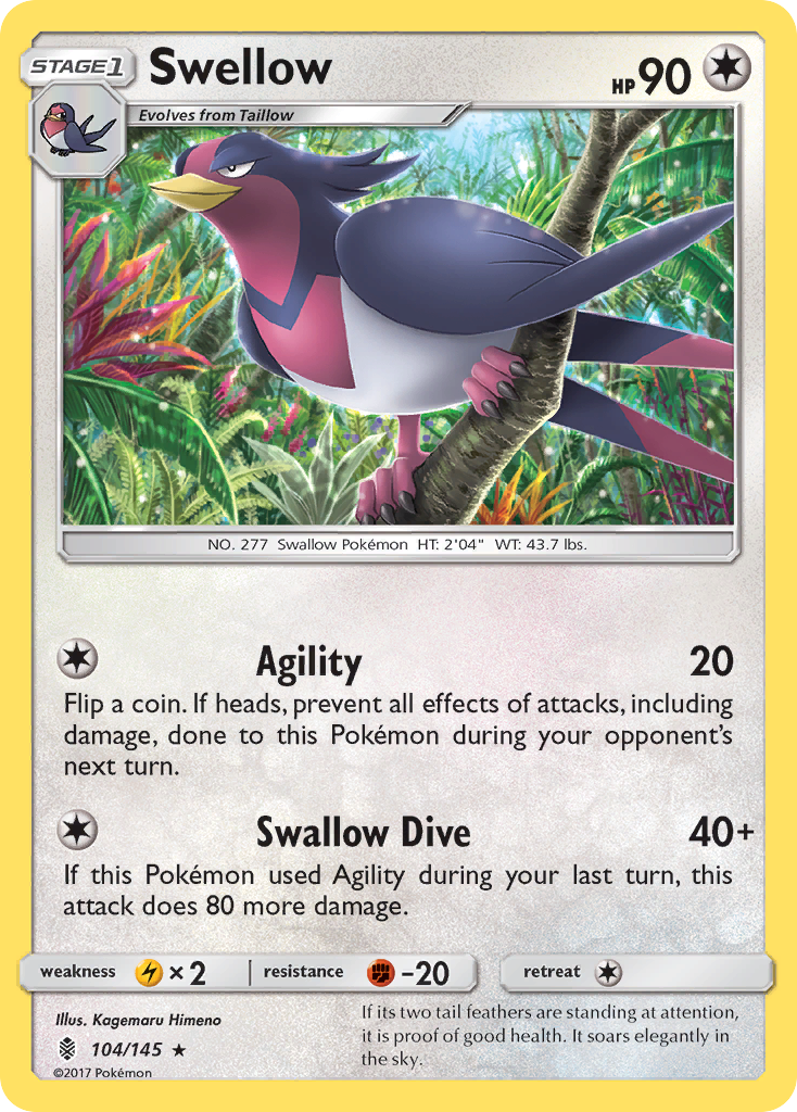 Swellow – Guardians Rising 104/145 Pokémon card