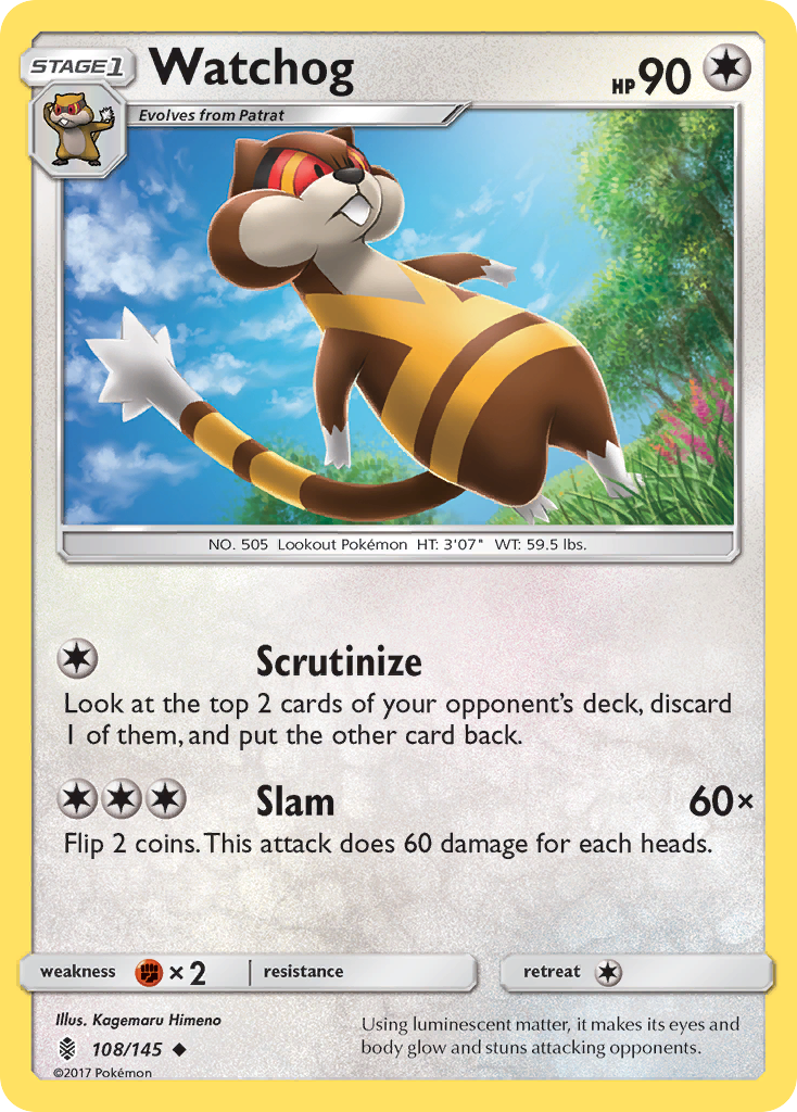 Watchog – Guardians Rising 108/145 Pokémon card