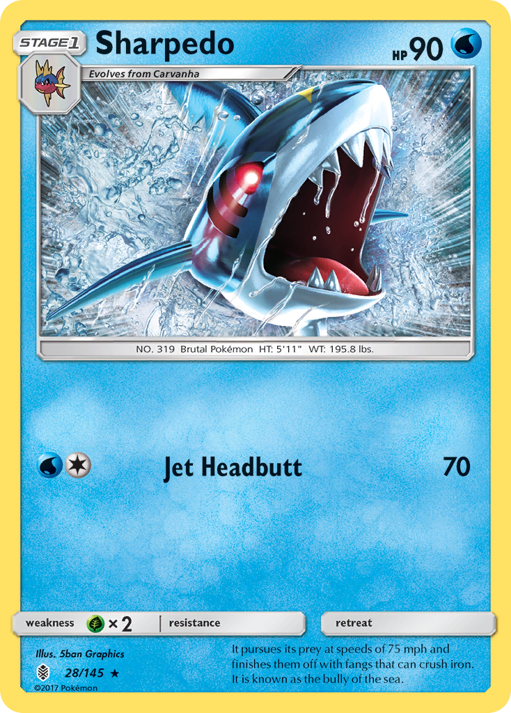 Sharpedo – Guardians Rising 28/145 Pokémon card