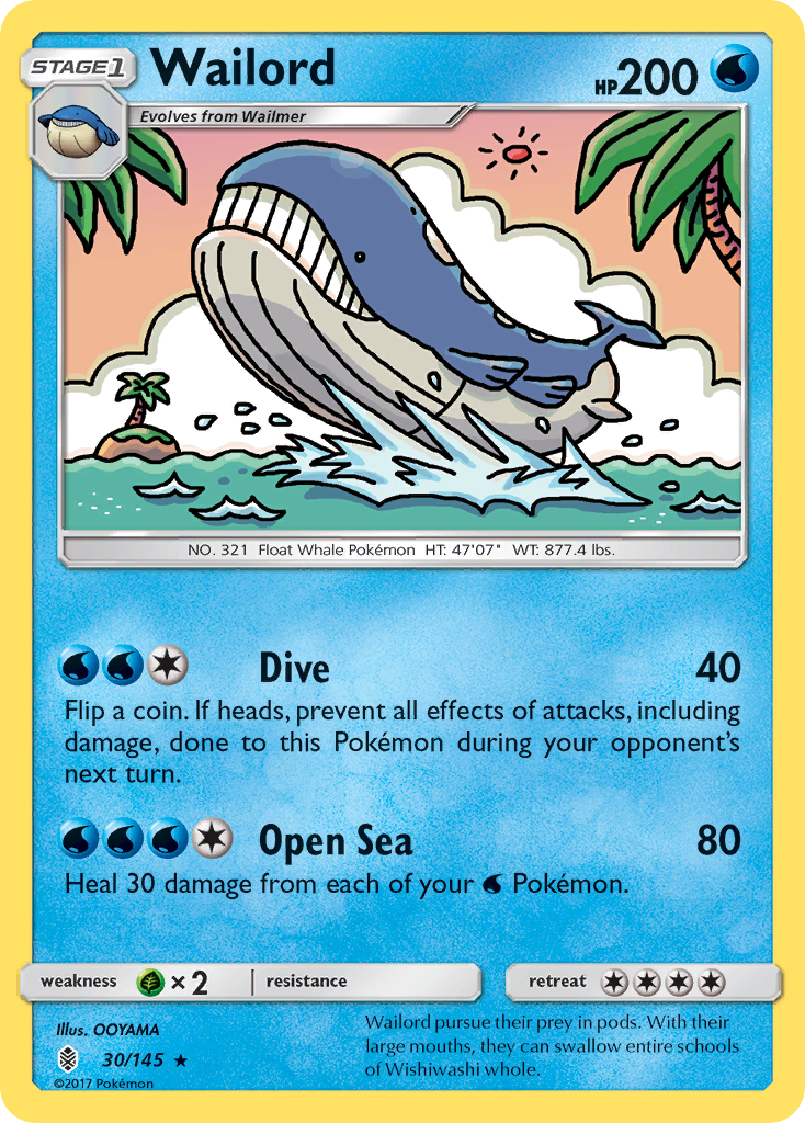 Wailord – Guardians Rising 30/145 Pokémon card