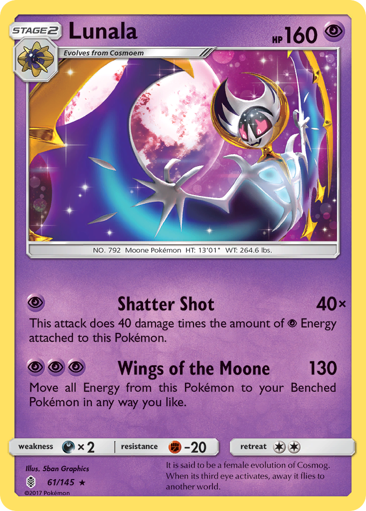 Lunala – Guardians Rising 61/145 Pokémon card