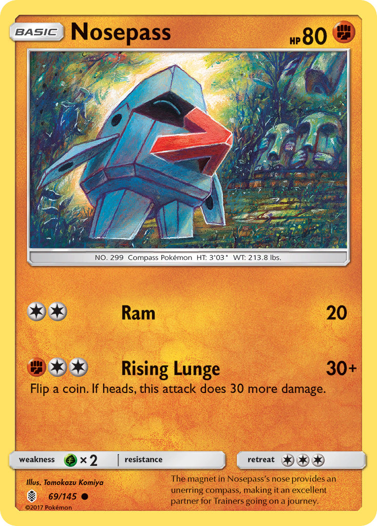 Nosepass – Guardians Rising 69/145 Pokémon card