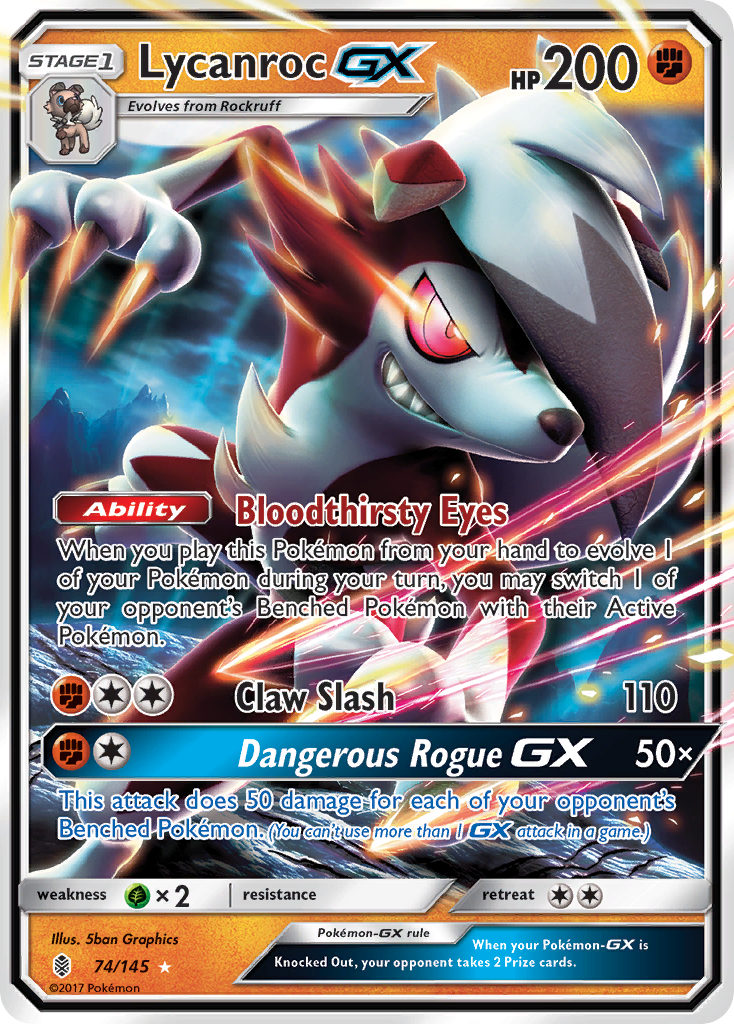 Lycanroc-GX – Guardians Rising 74/145 Pokémon card