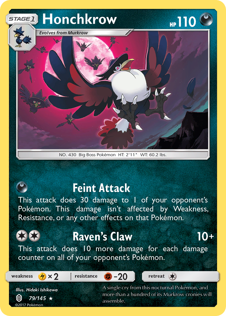 Honchkrow – Guardians Rising 79/145 Pokémon card