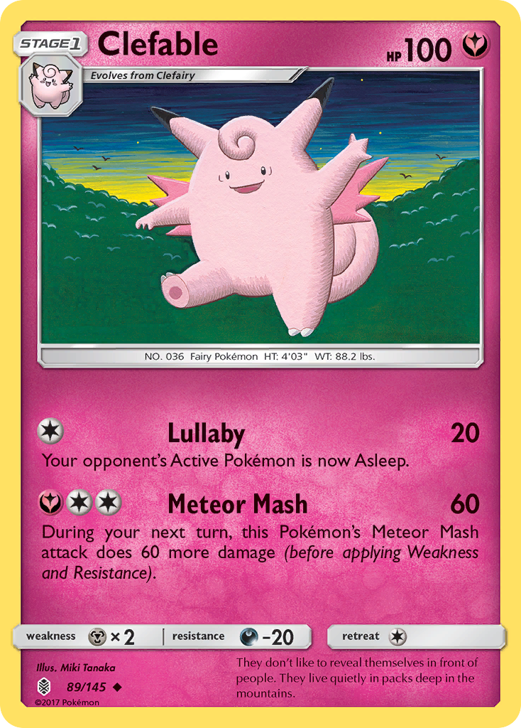 Clefable – Guardians Rising 89/145 Pokémon card