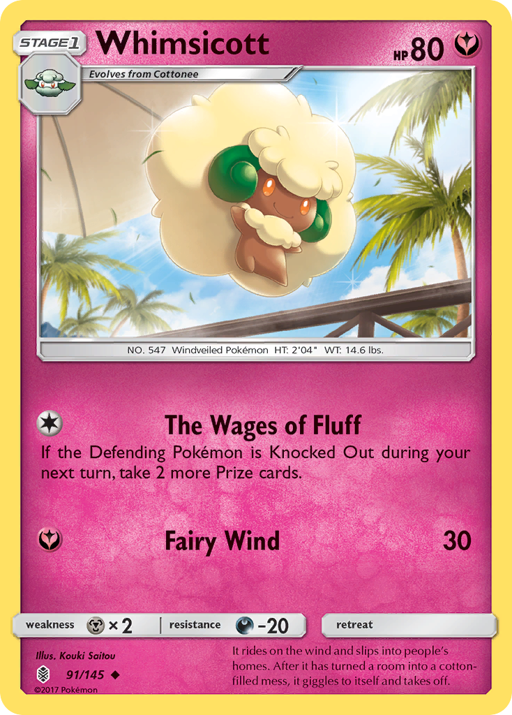 Whimsicott – Guardians Rising 91/145 Pokémon card
