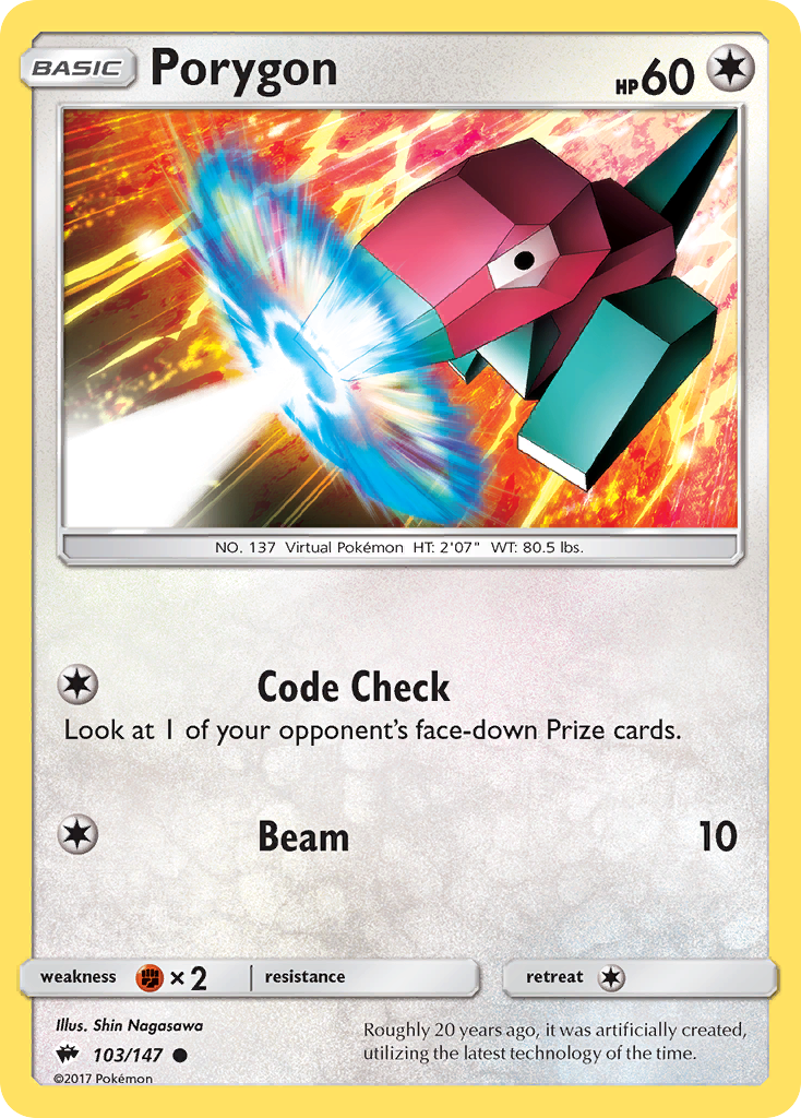 Porygon – Burning Shadows 103/147 Pokémon card