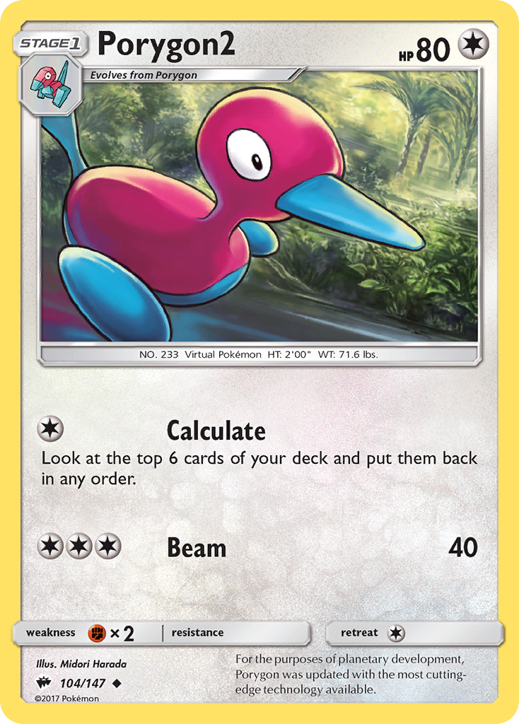 Porygon2 – Burning Shadows 104/147 Pokémon card
