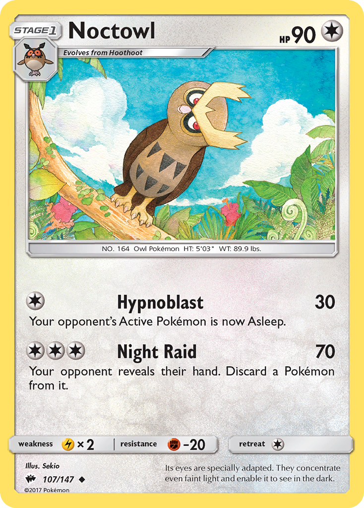 Noctowl – Burning Shadows 107/147 Pokémon card