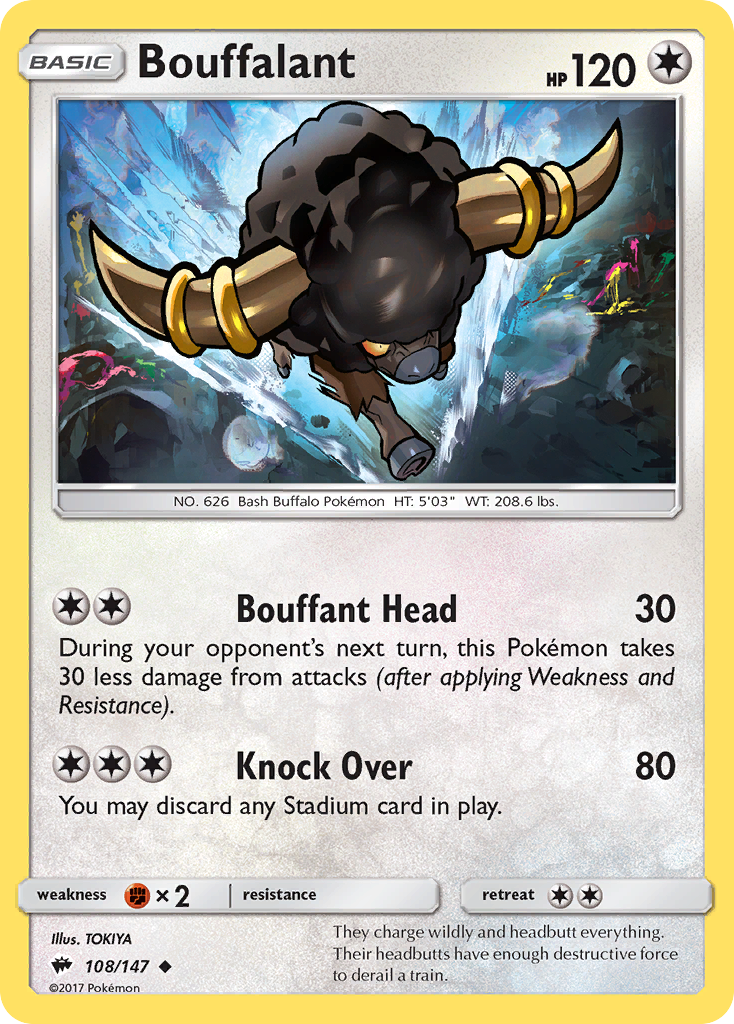 Bouffalant – Burning Shadows 108/147 Pokémon card