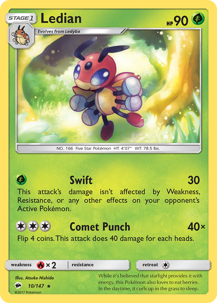 Ledian – Burning Shadows 10/147 Pokémon card