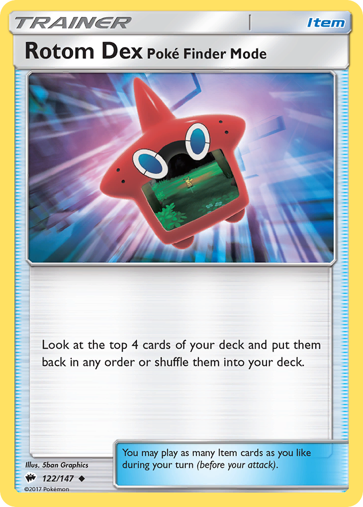 Rotom Dex Poké Finder Mode – Burning Shadows 122/147 Pokémon card