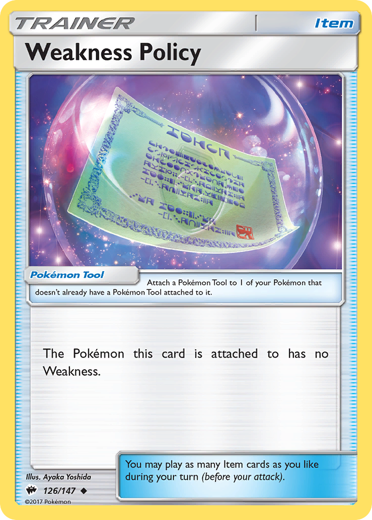 Weakness Policy – Burning Shadows 126/147 Pokémon card