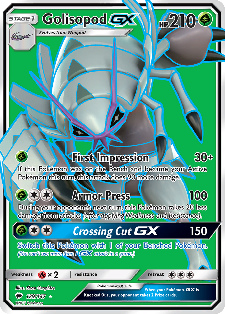 Golisopod-GX – Burning Shadows 129/147 Pokémon card