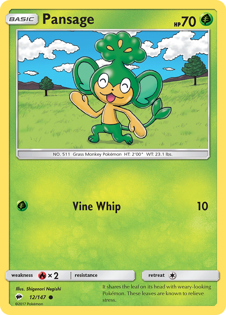 Pansage – Burning Shadows 12/147 Pokémon card