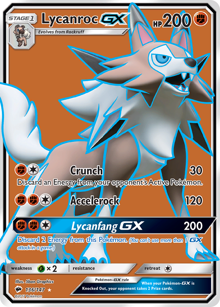 Lycanroc-GX – Burning Shadows 136/147 Pokémon card