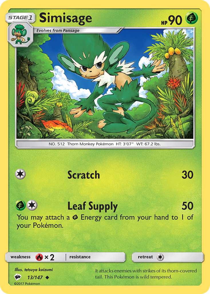 Simisage – Burning Shadows 13/147 Pokémon card