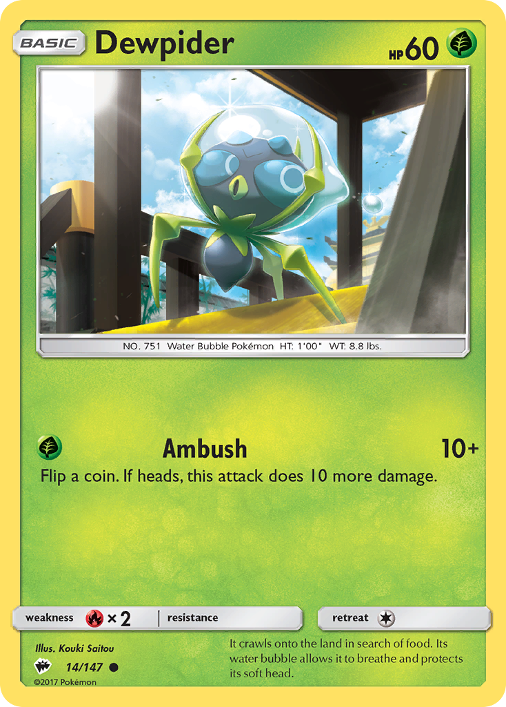 Dewpider – Burning Shadows 14/147 Pokémon card
