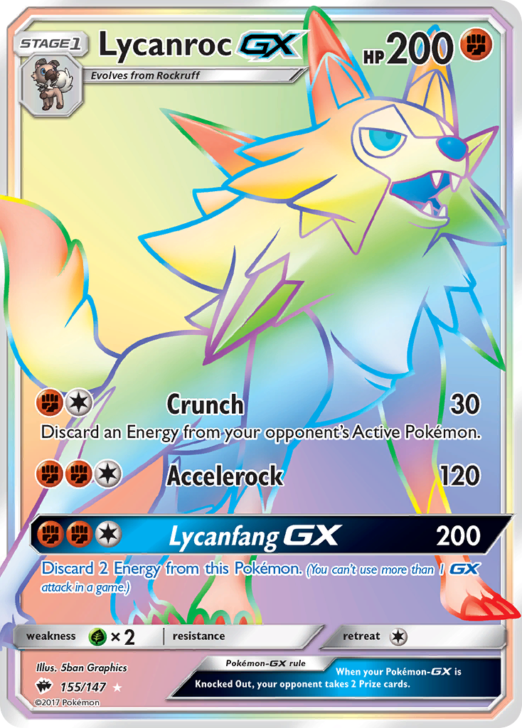 Lycanroc-GX – Burning Shadows 155/147 Pokémon card