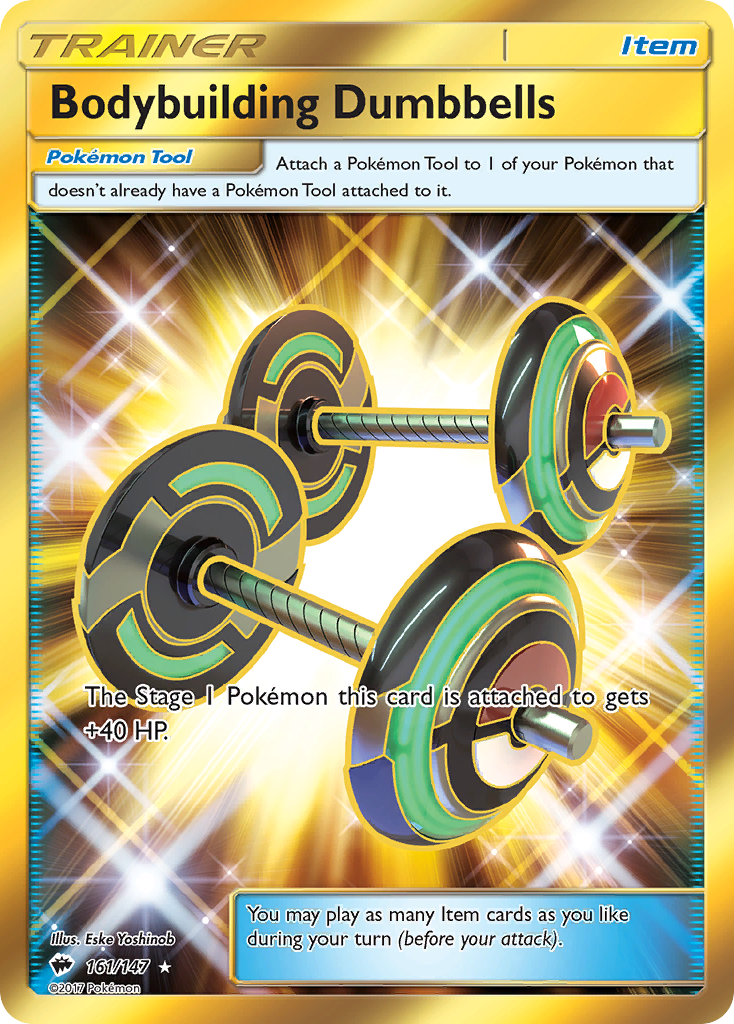 Bodybuilding Dumbbells – Burning Shadows 161/147 Pokémon card